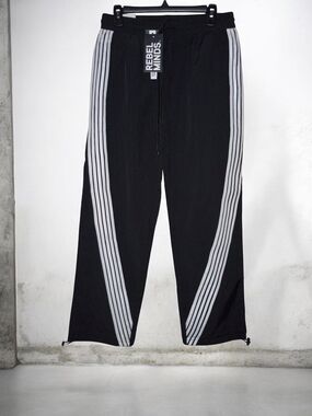 Rebel Minds Black Joggers with White Side Stripes